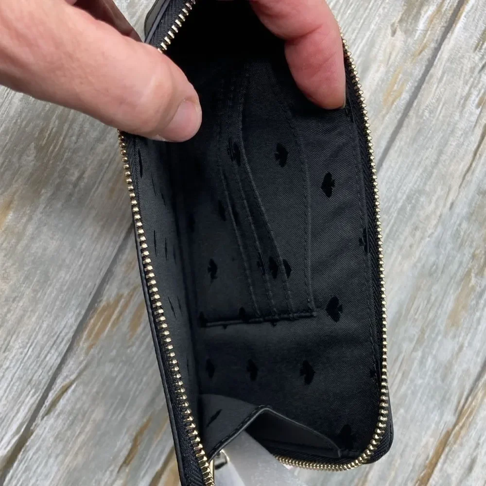 KATE SPADE Black Staci Medium L Zip Wristlet Wallet Bag Purse